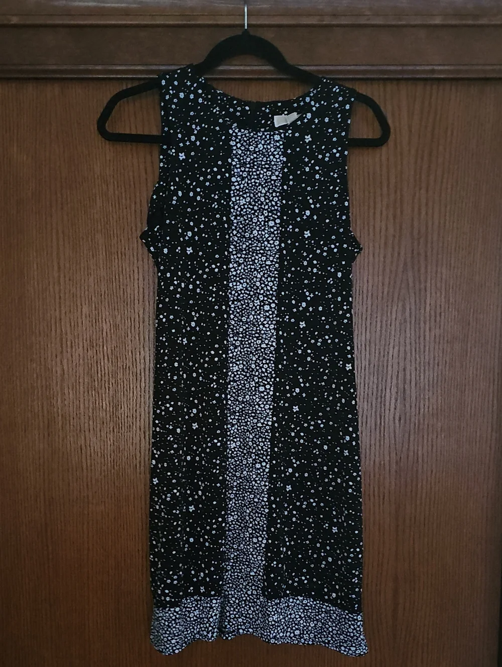 Michael Kors Black and White Sleeveless Printed Shift Dress